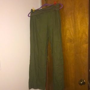 NWOT: Olive Linen blend wide leg pant (never worn)